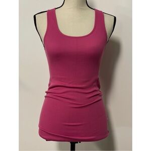 2 Cute Ribbed Racerback Tank Top Pink Juniors One Size